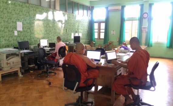 The Monks and Nuns working on the website development.